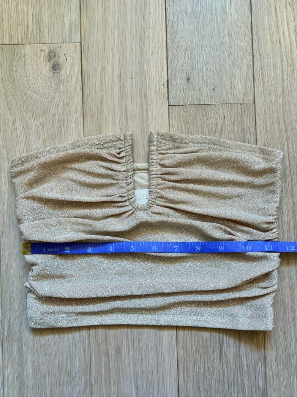 Meshki Crop Top Tube Strapless Gold Shimmery Small - Picture 6 of 7